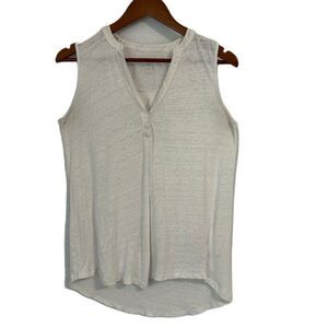 Gap Top Women S Ivory Linen V Neck Sleeveless Hi Lo Tank Comfy Preppy Cottage